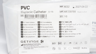 Atrium 8032 Getinge PVC Thoracic Cath. 32Fr. - Pack of 10